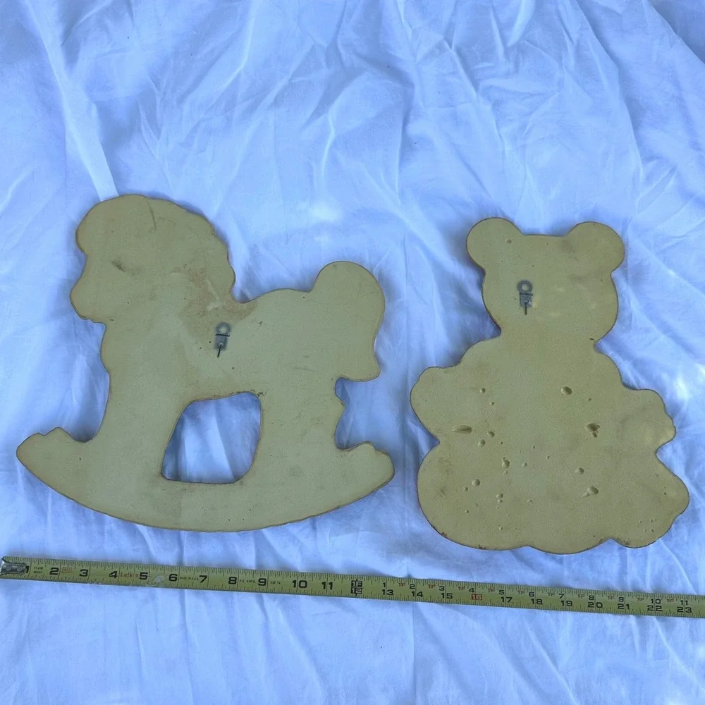 Vintage Foam Craft Wall Plaques Kids Set of 2 Multicolor Excellent Patchwork MCM